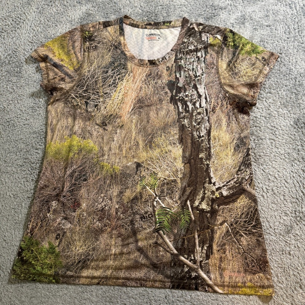 Magellan Outdoors Mossy Oak Rio Camo T-Shirt XL Womens Brown Green Hunt Gear